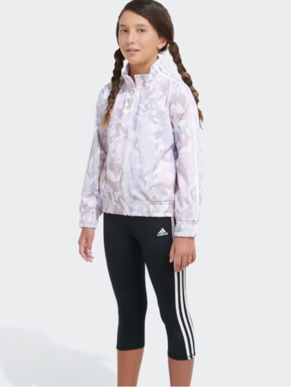 Adidas Youth Athletic Track Jacket LONG SLEEVE AOP 3-STRIPE TRICOT JACKET